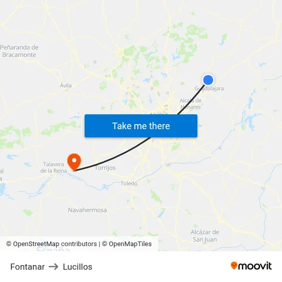 Fontanar to Lucillos map