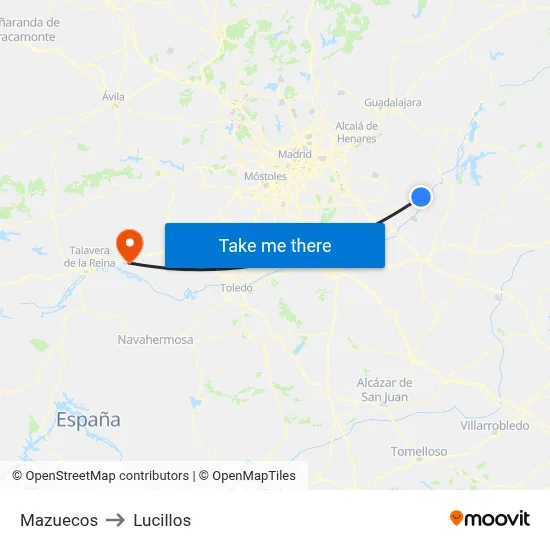 Mazuecos to Lucillos map