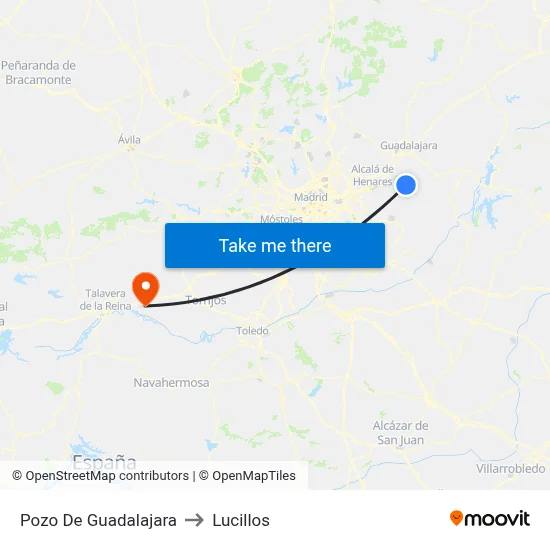 Pozo De Guadalajara to Lucillos map