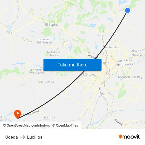Uceda to Lucillos map