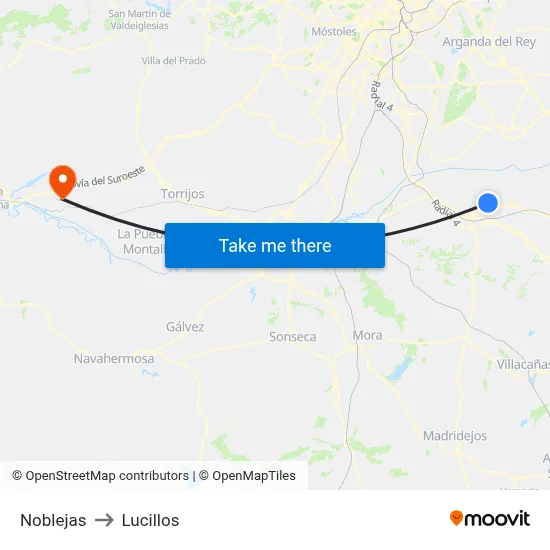 Noblejas to Lucillos map