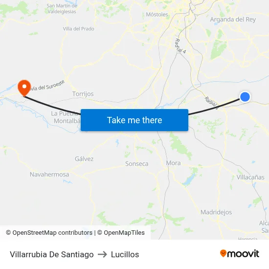 Villarrubia De Santiago to Lucillos map