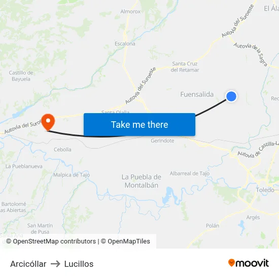 Arcicóllar to Lucillos map