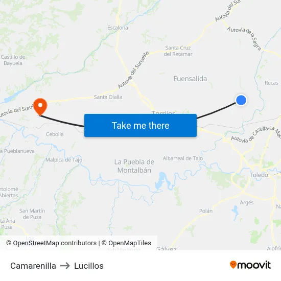 Camarenilla to Lucillos map