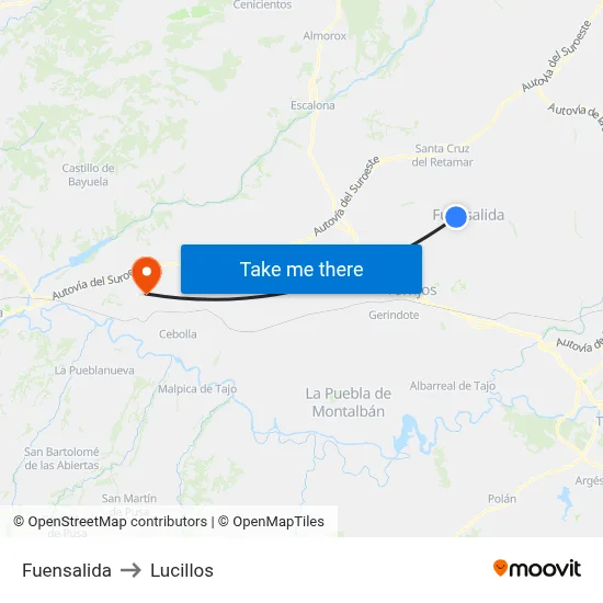 Fuensalida to Lucillos map