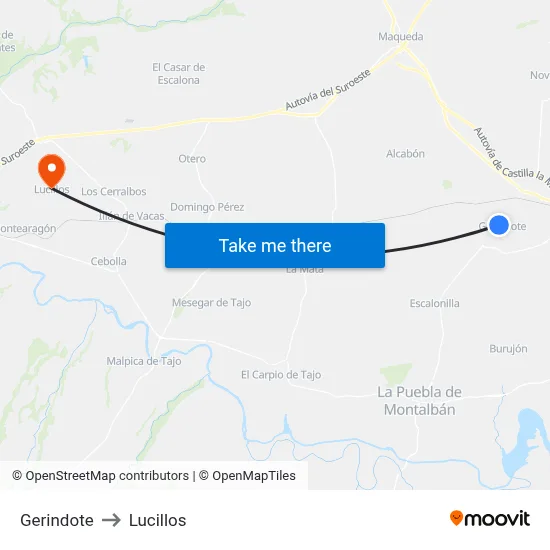 Gerindote to Lucillos map