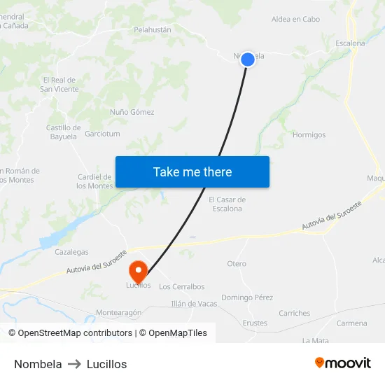 Nombela to Lucillos map