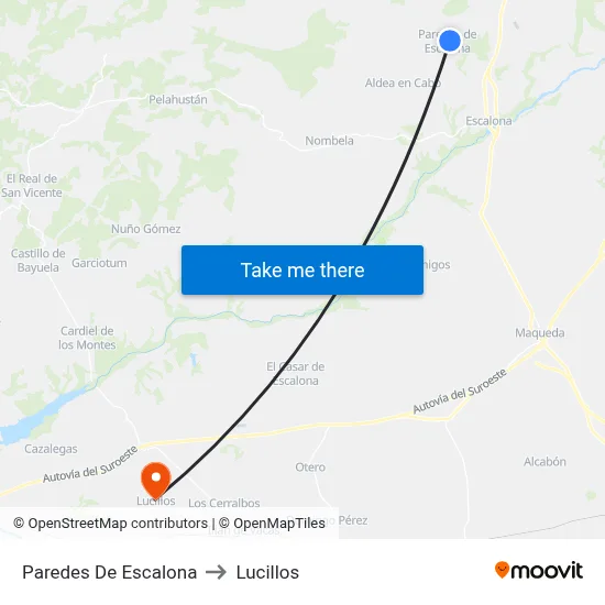 Paredes De Escalona to Lucillos map