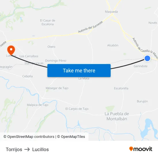 Torrijos to Lucillos map