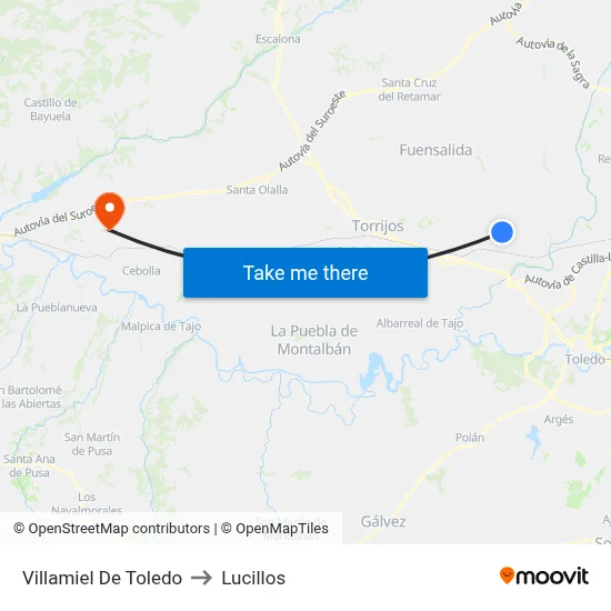 Villamiel De Toledo to Lucillos map