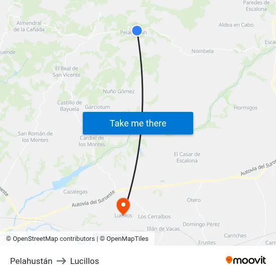 Pelahustán to Lucillos map