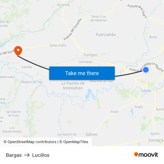 Bargas to Lucillos map