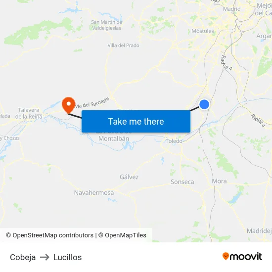 Cobeja to Lucillos map