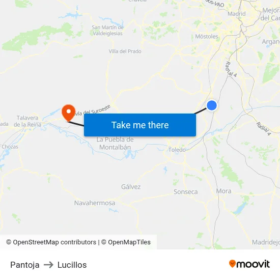 Pantoja to Lucillos map