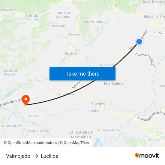 Valmojado to Lucillos map