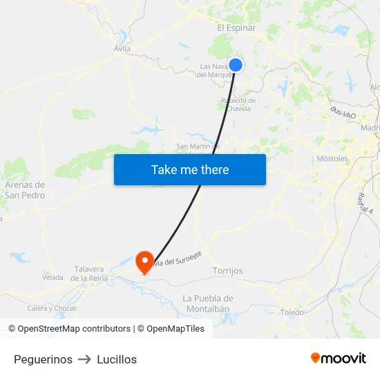 Peguerinos to Lucillos map
