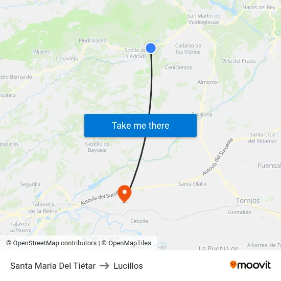 Santa María Del Tiétar to Lucillos map