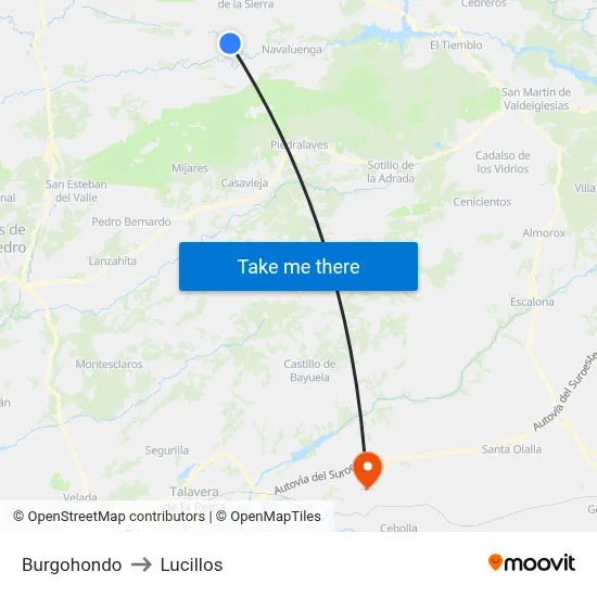 Burgohondo to Lucillos map