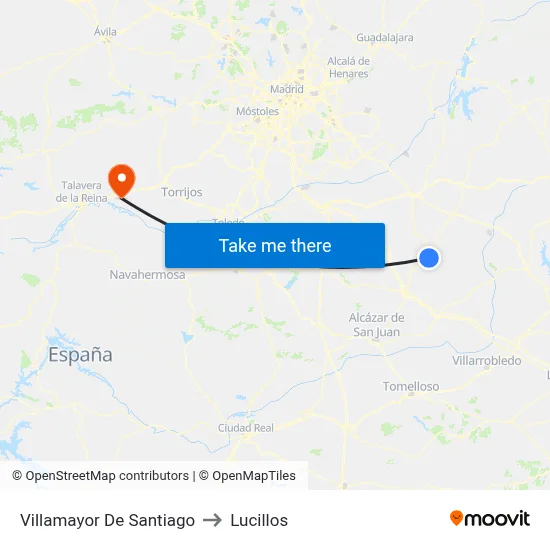 Villamayor De Santiago to Lucillos map