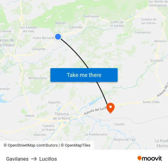 Gavilanes to Lucillos map