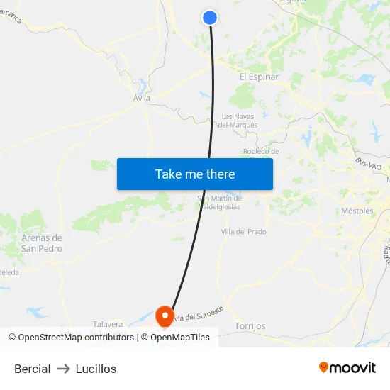 Bercial to Lucillos map