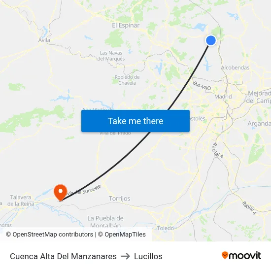 Cuenca Alta Del Manzanares to Lucillos map