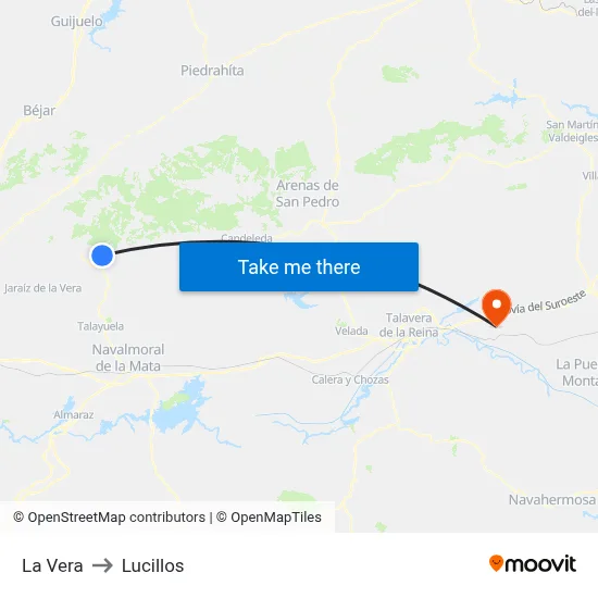 La Vera to Lucillos map