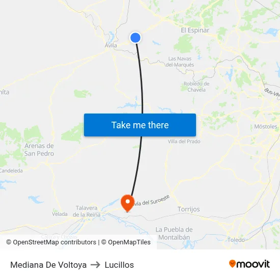 Mediana De Voltoya to Lucillos map