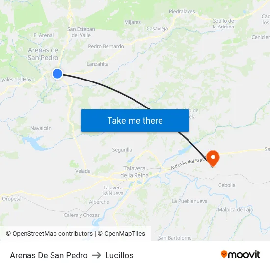 Arenas De San Pedro to Lucillos map