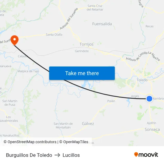 Burguillos De Toledo to Lucillos map