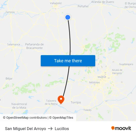San Miguel Del Arroyo to Lucillos map