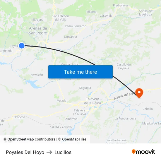 Poyales Del Hoyo to Lucillos map