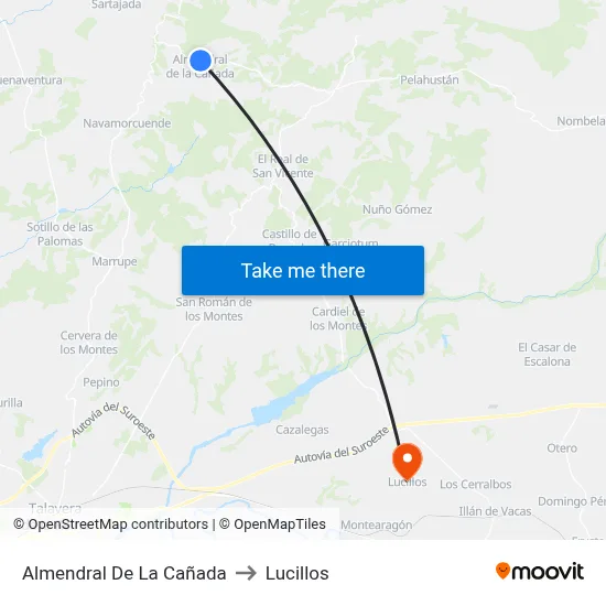 Almendral De La Cañada to Lucillos map
