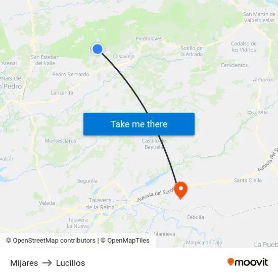 Mijares to Lucillos map