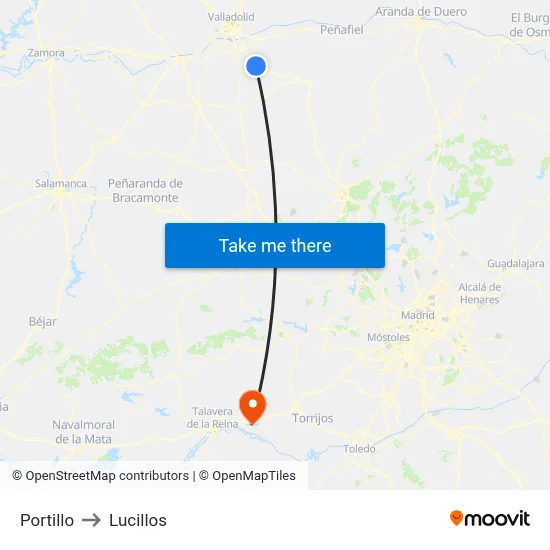 Portillo to Lucillos map