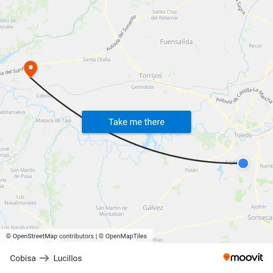 Cobisa to Lucillos map