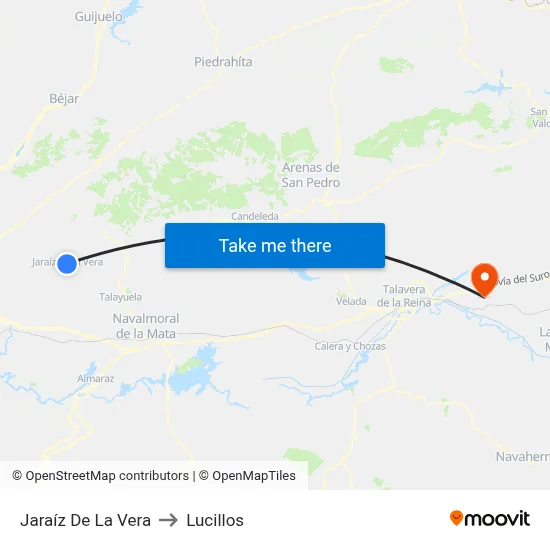 Jaraíz De La Vera to Lucillos map