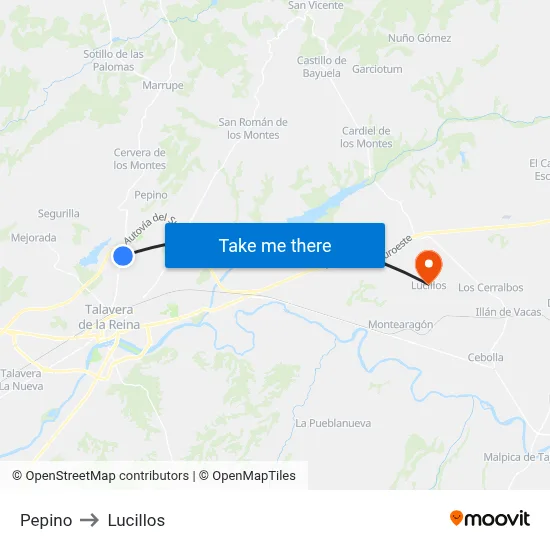 Pepino to Lucillos map