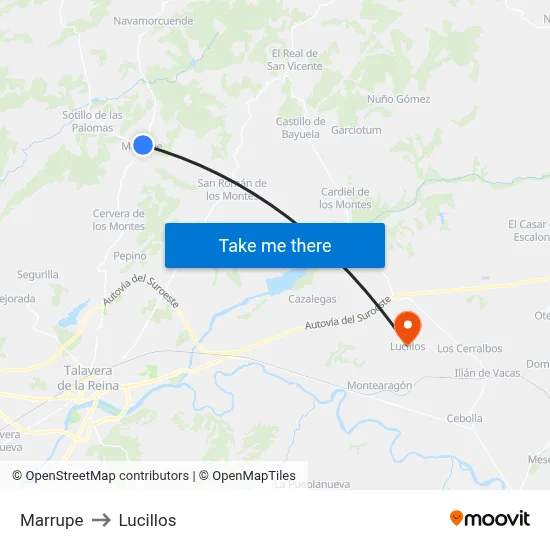 Marrupe to Lucillos map