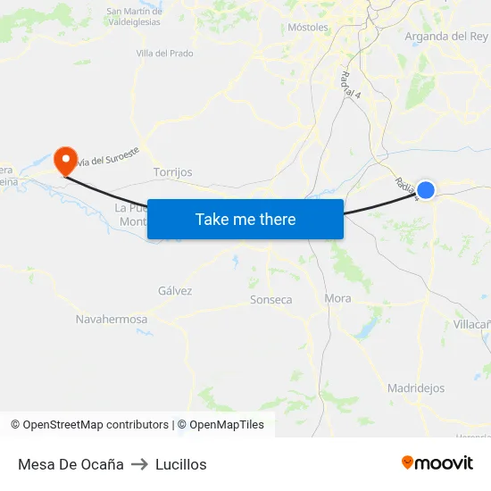 Mesa De Ocaña to Lucillos map