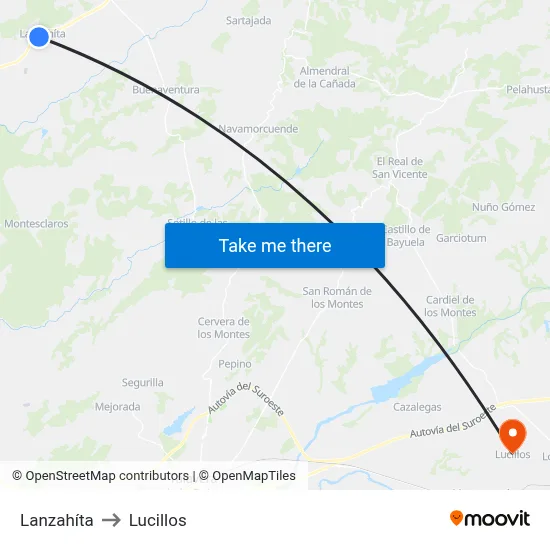 Lanzahíta to Lucillos map