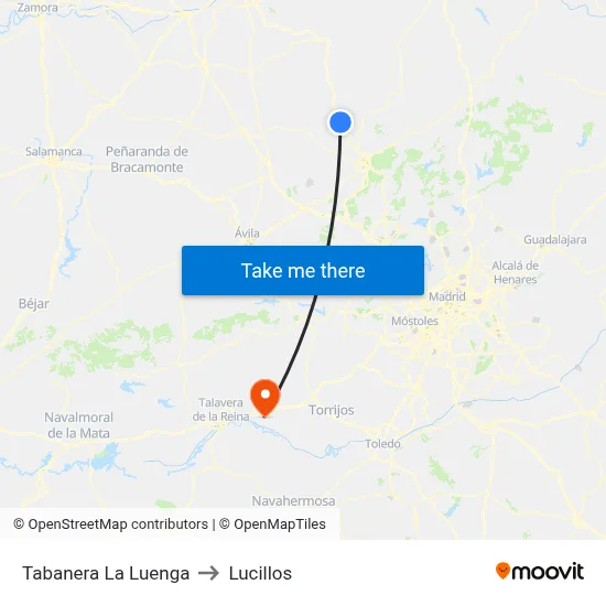 Tabanera La Luenga to Lucillos map