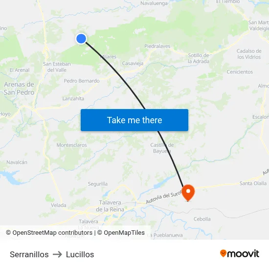 Serranillos to Lucillos map
