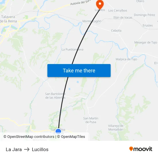 La Jara to Lucillos map