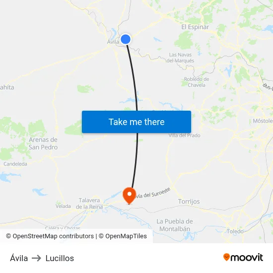 Ávila to Lucillos map