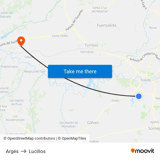 Argés to Lucillos map
