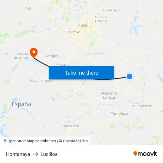 Hontanaya to Lucillos map