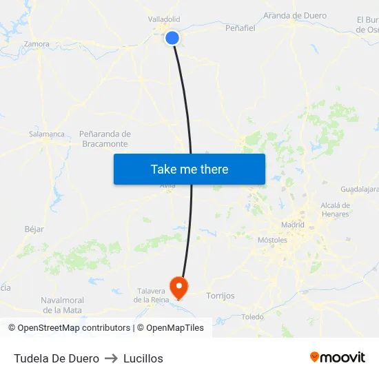 Tudela De Duero to Lucillos map