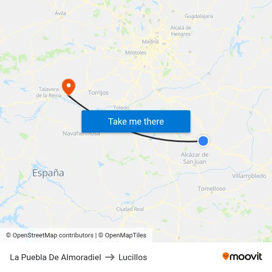 La Puebla De Almoradiel to Lucillos map