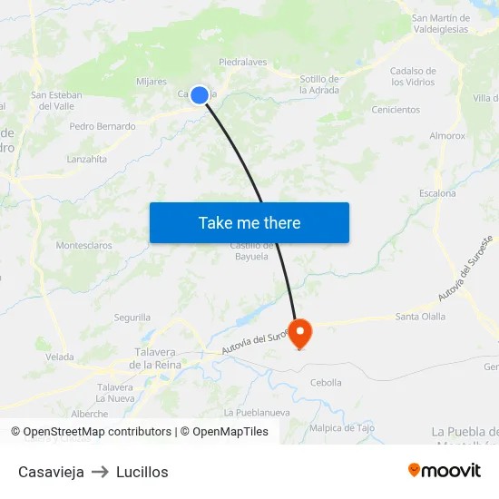 Casavieja to Lucillos map